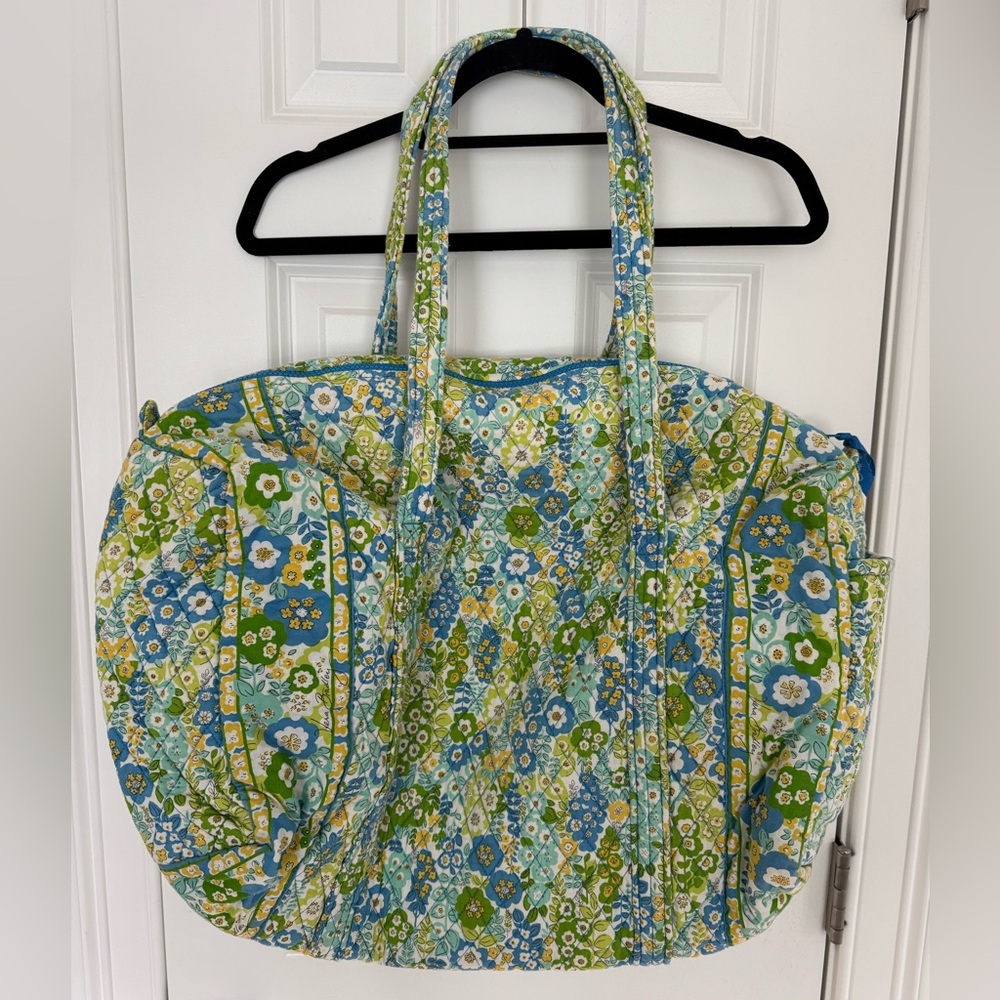 Vera Bradley Large Original Duffel Bag - Blue and Green Floral